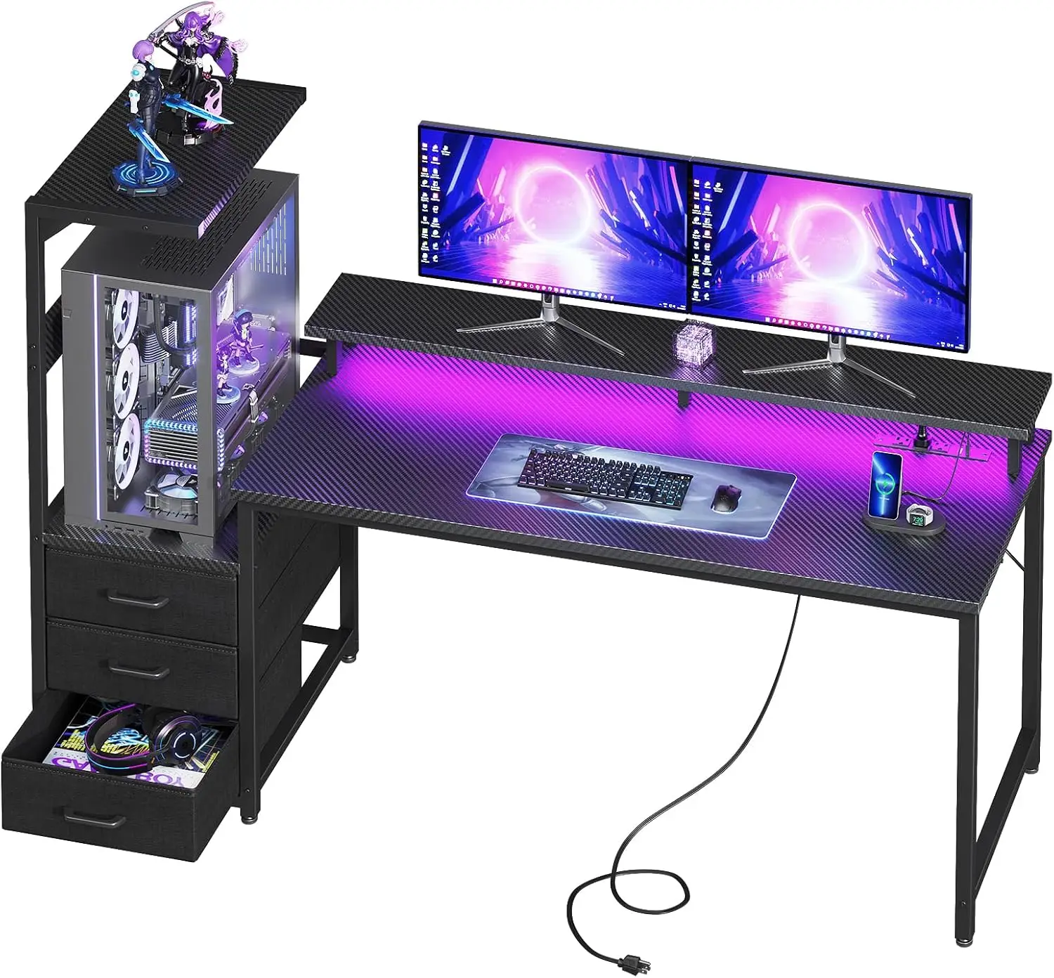 Pc Gaming Lian Li - Gaming Desk w/PC Showcase Stand, 59