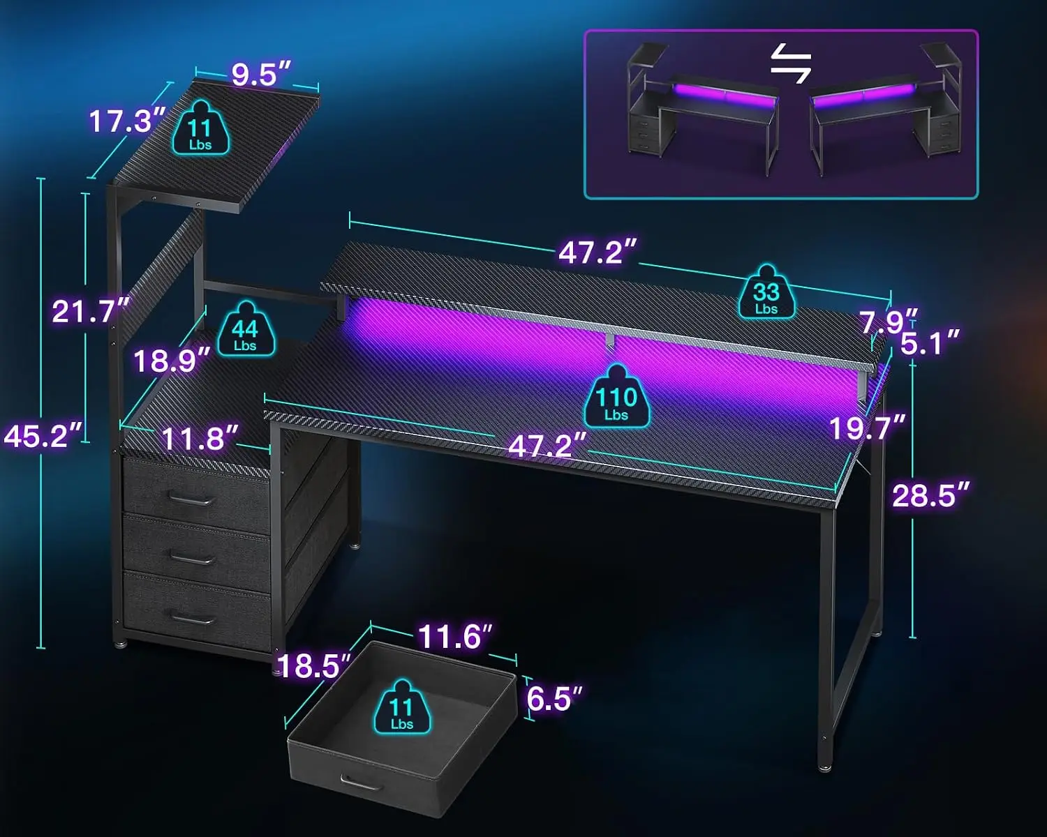 Gaming Desk w/PC Showcase Stan - Pc Gaming Lian Li ulasan dan harga